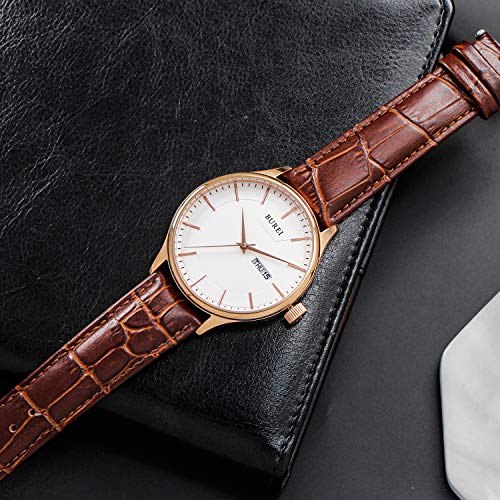 BUREI Herren Uhren Elegante Quarz-Armbanduhr Japanische Quarzwerk-Schutz-Minerallinse Analoges mit Datum - 4